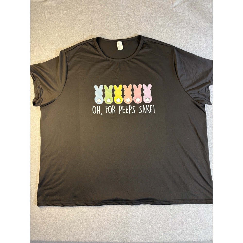 Oh For Peeps Sake Easter Bunny Graphic Tee Black Short Sleeve 8XL